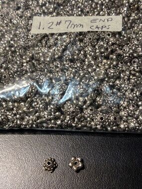 7mm Silver tone Flower Bead Caps (1.2# Bag)